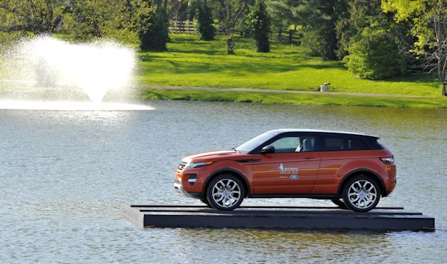a2015 Land Rover Evoque Floating on lake
